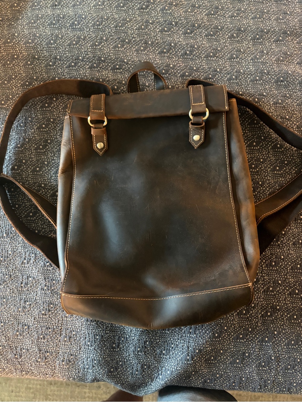 Men's Leather Backpack - Dark Brown